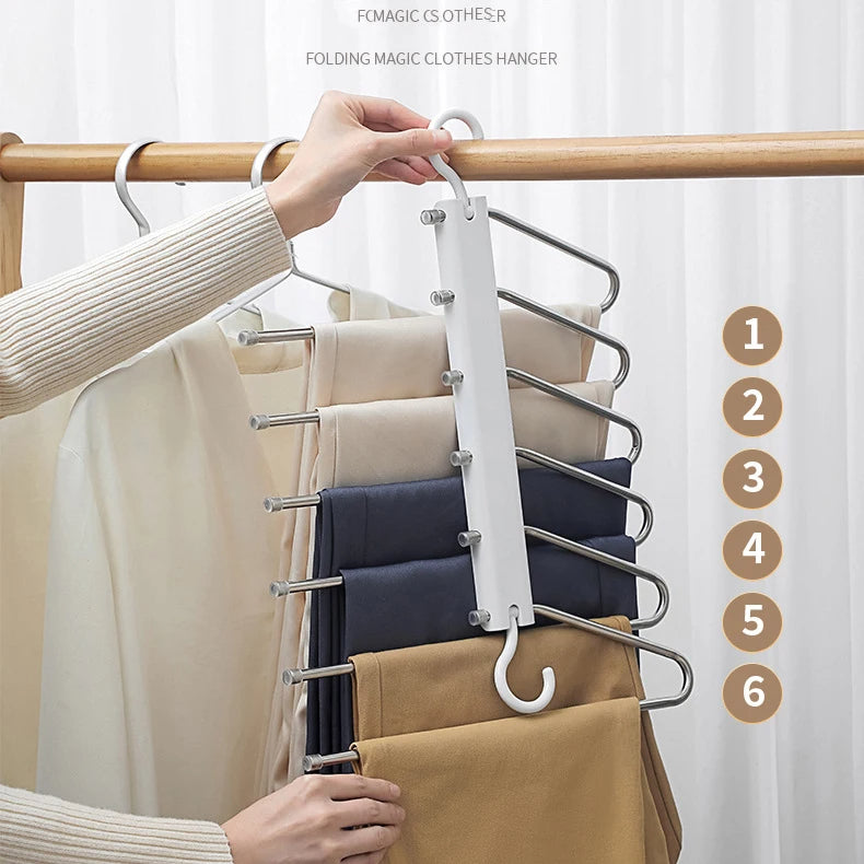 Space-Saving Pants Hanger – Multifunctional Stainless Steel Wardrobe Rack