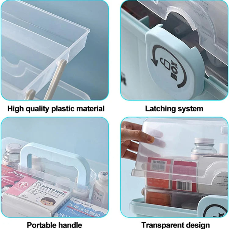 Portable Multi-Layer Medicine Storage Box First Aid Kit