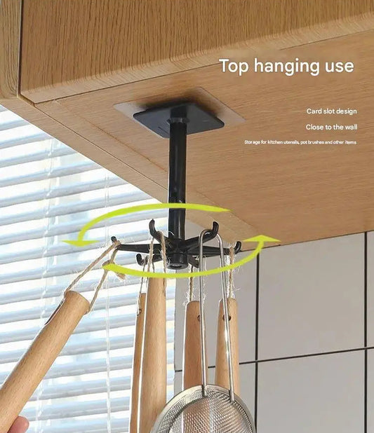 Heavy-Duty 6-Jaw Adhesive Hook 360° Rotating Space-Saving Hanger
