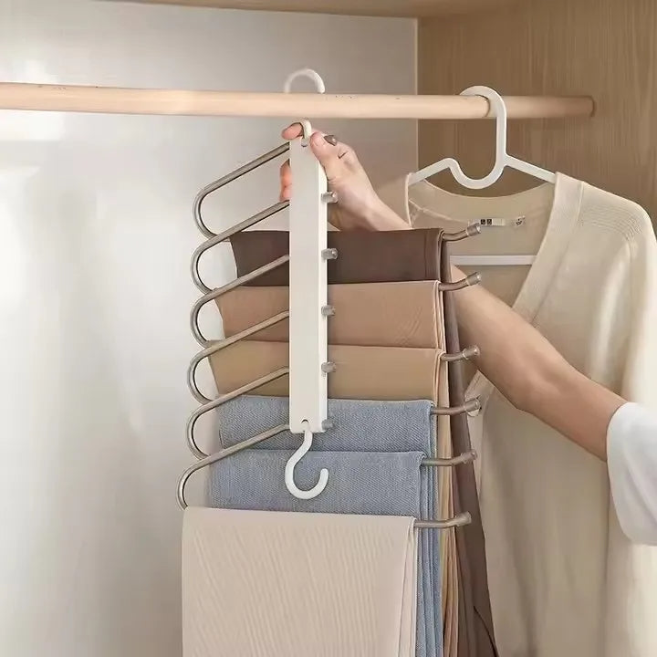 Space-Saving Pants Hanger – Multifunctional Stainless Steel Wardrobe Rack