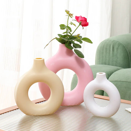 Modern Art Deco Donut Vase for Home Decoration
