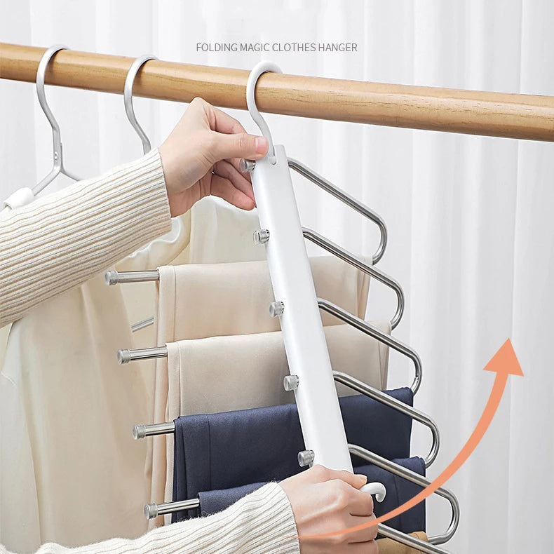 Space-Saving Pants Hanger – Multifunctional Stainless Steel Wardrobe Rack