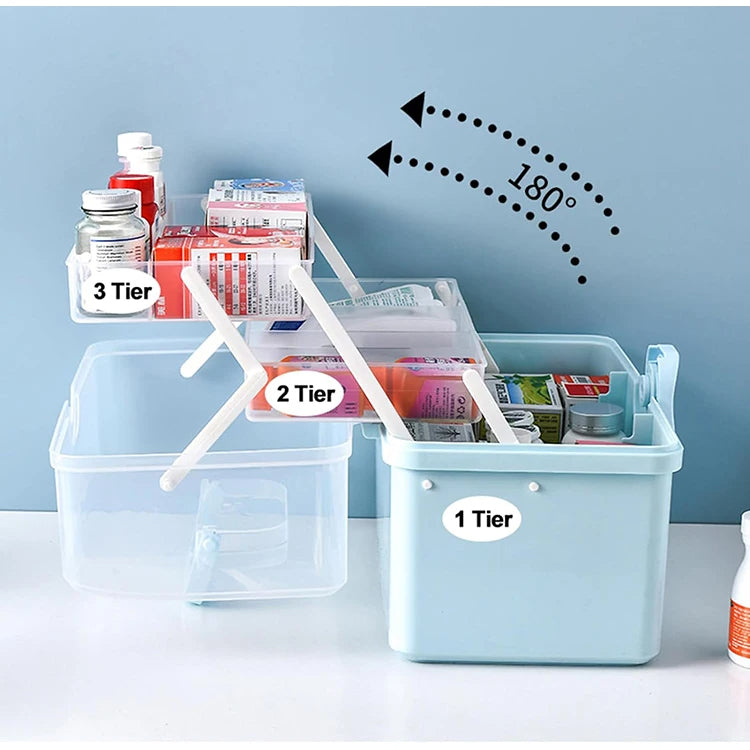 Portable Multi-Layer Medicine Storage Box First Aid Kit