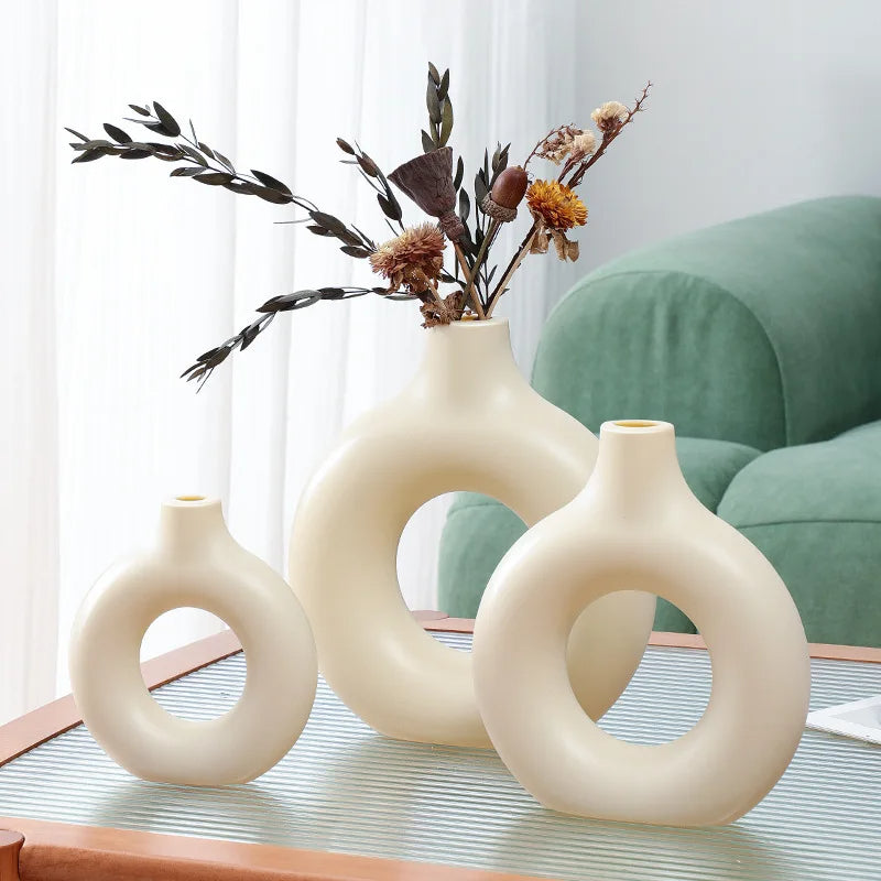 Modern Art Deco Donut Vase for Home Decoration