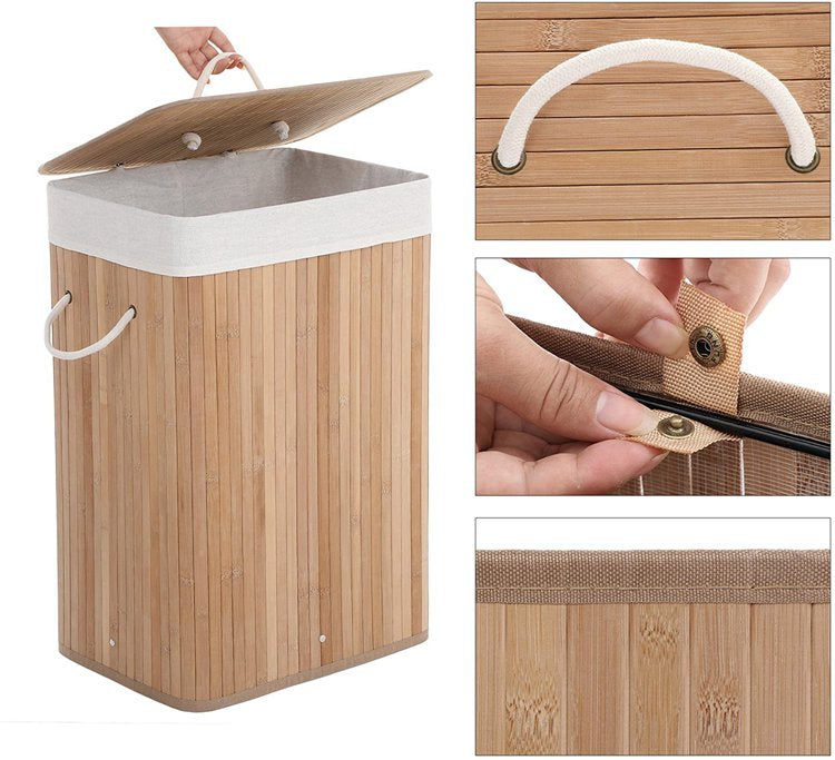 Stylish Bamboo Laundry Bin with Durable Rope Handles