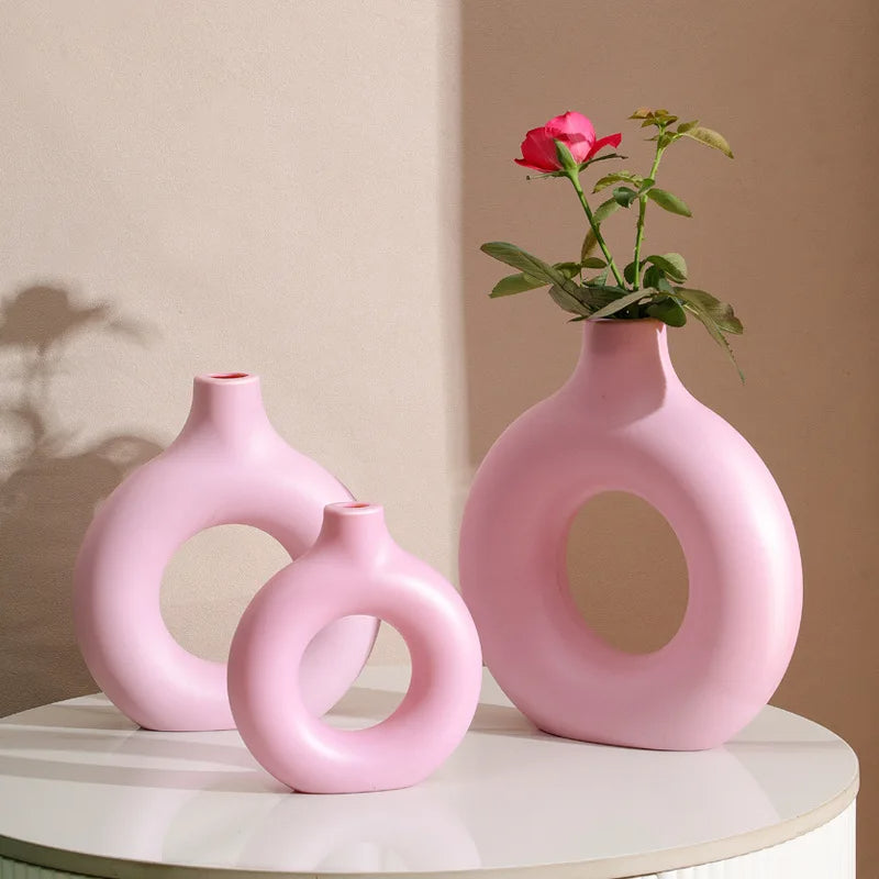 Modern Art Deco Donut Vase for Home Decoration