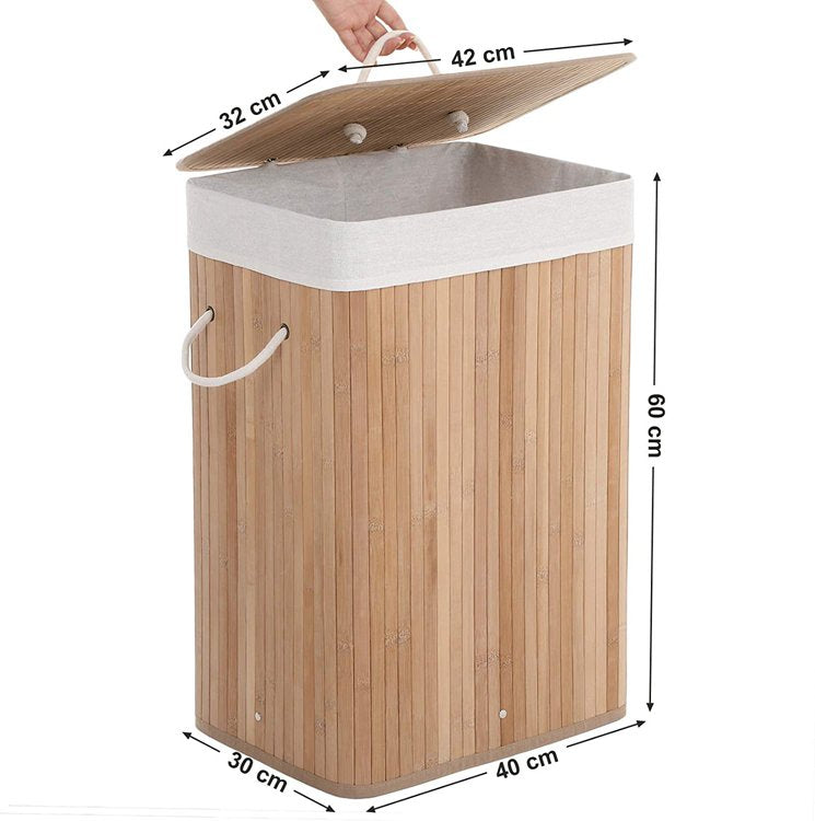 Stylish Bamboo Laundry Bin with Durable Rope Handles