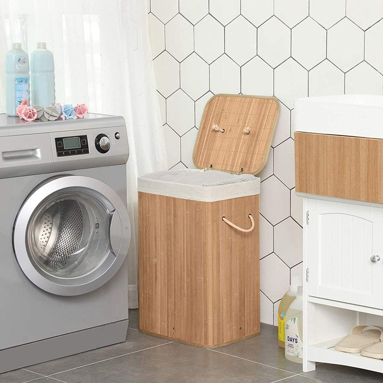 Stylish Bamboo Laundry Bin with Durable Rope Handles