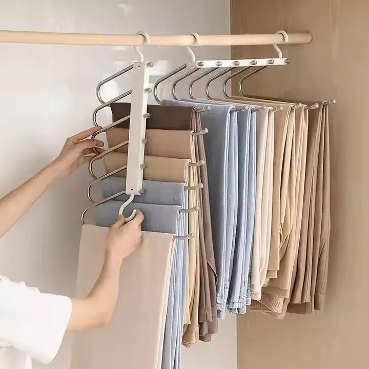Space-Saving Pants Hanger – Multifunctional Stainless Steel Wardrobe Rack