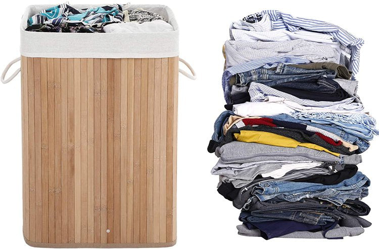 Stylish Bamboo Laundry Bin with Durable Rope Handles